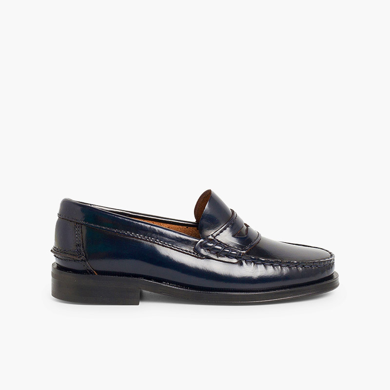 Mocassins en Cuir pour Garçon Bleu Marine