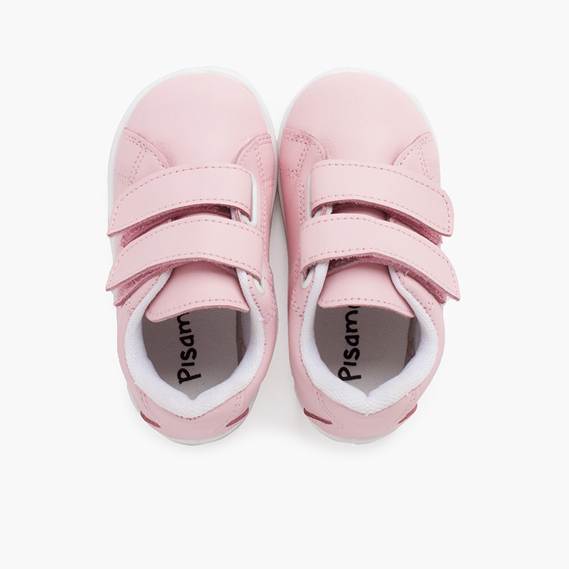 Chaussures de sport pour bébé et enfant cuir Lavable Rose
