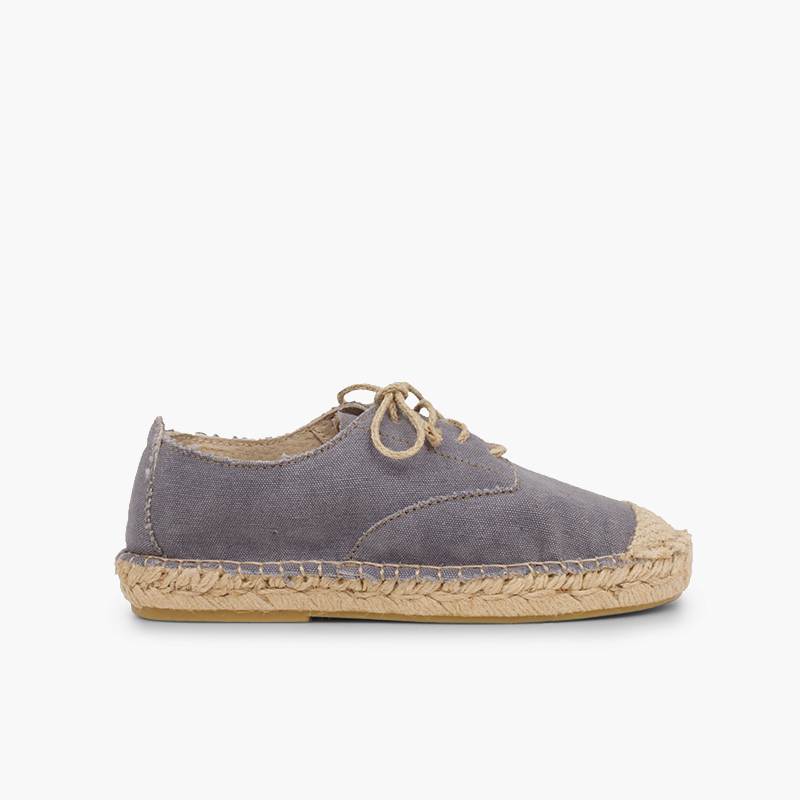 Derbies pointe et lacets en jute Gris