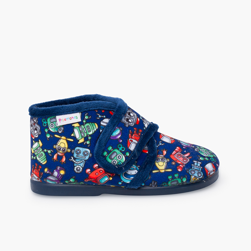 Chaussons pour Enfants avec Dessins bleu marine robots