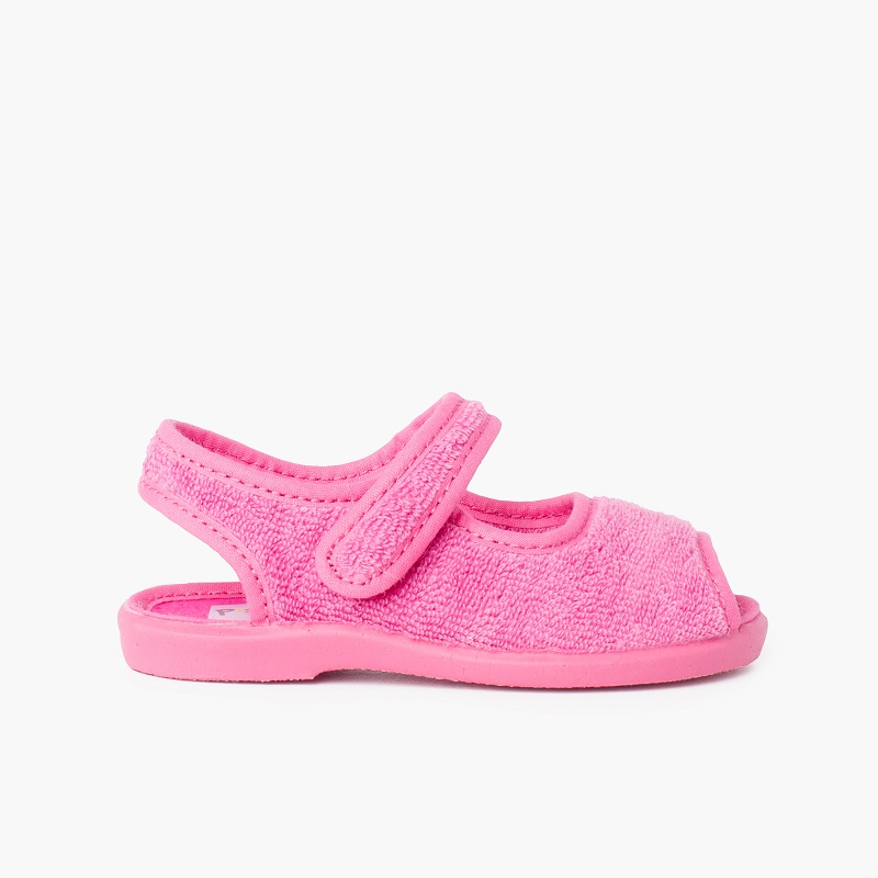 Chaussons Sandale en tissue serviette Fucsia