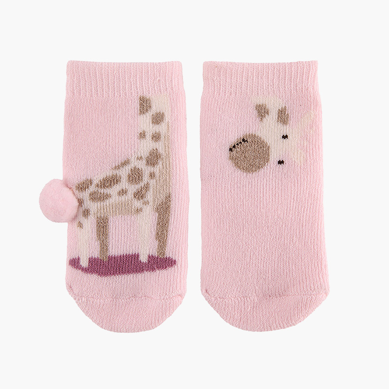 Chaussettes éponge girafe antidérapantes Rose