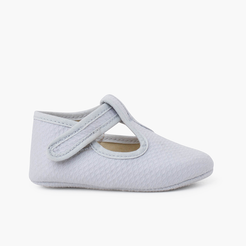 Chaussures salomé piqué matelassé fermeture à scratch bébé Gris