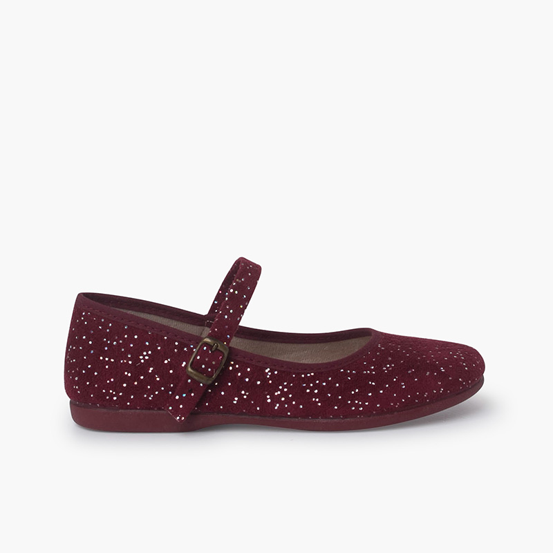 Chaussures babies à paillettes Fermeture à boucle Bordeaux