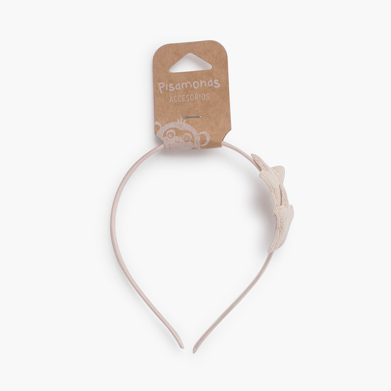 Bandeau en micro velours côtelé double étoile Beige