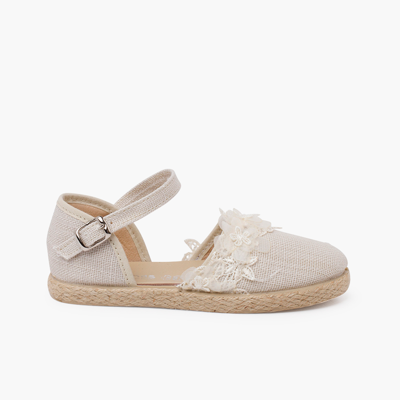 Espadrilles dentelle cérémonie Beige
