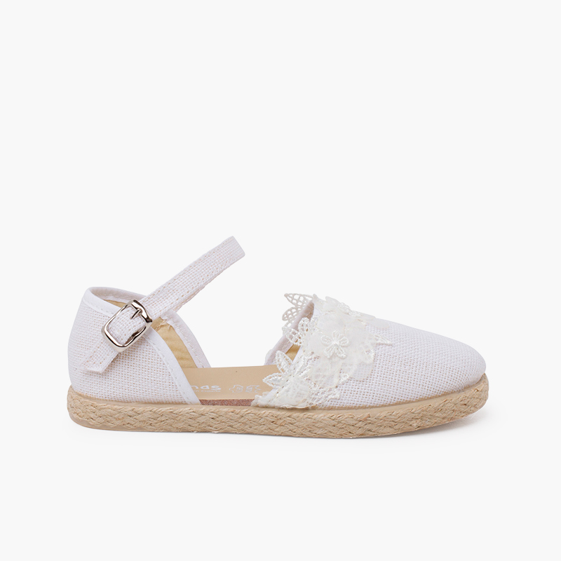 Espadrilles dentelle cérémonie Blanc