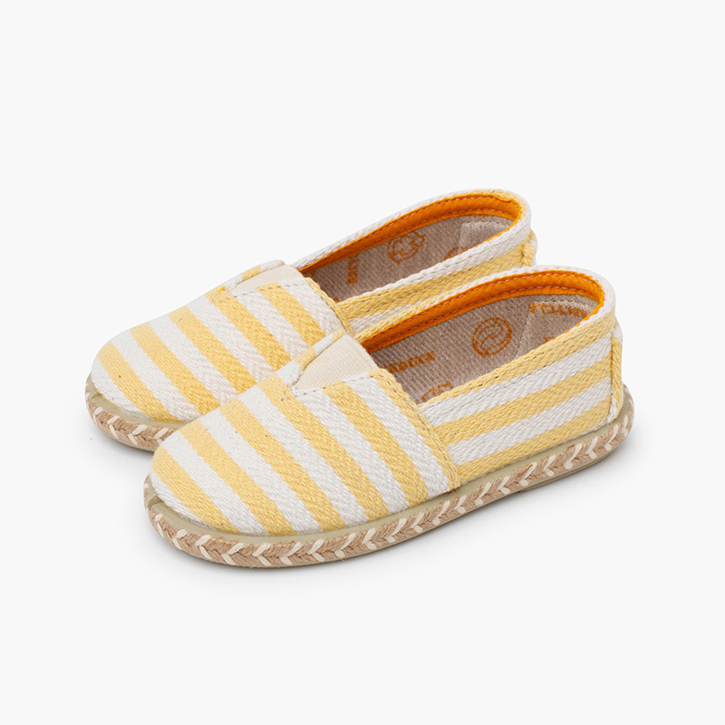 Espadrilles rayures style camping bande élastique Jaune