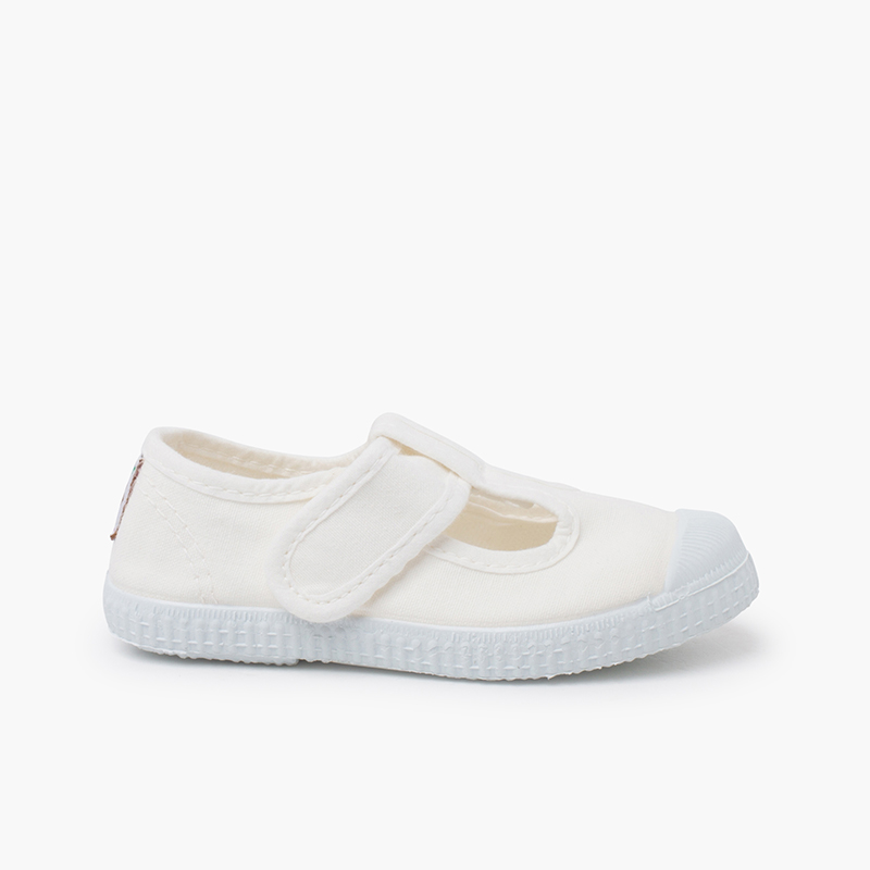 Baskets sandales enfants embout en caoutchouc Blanc