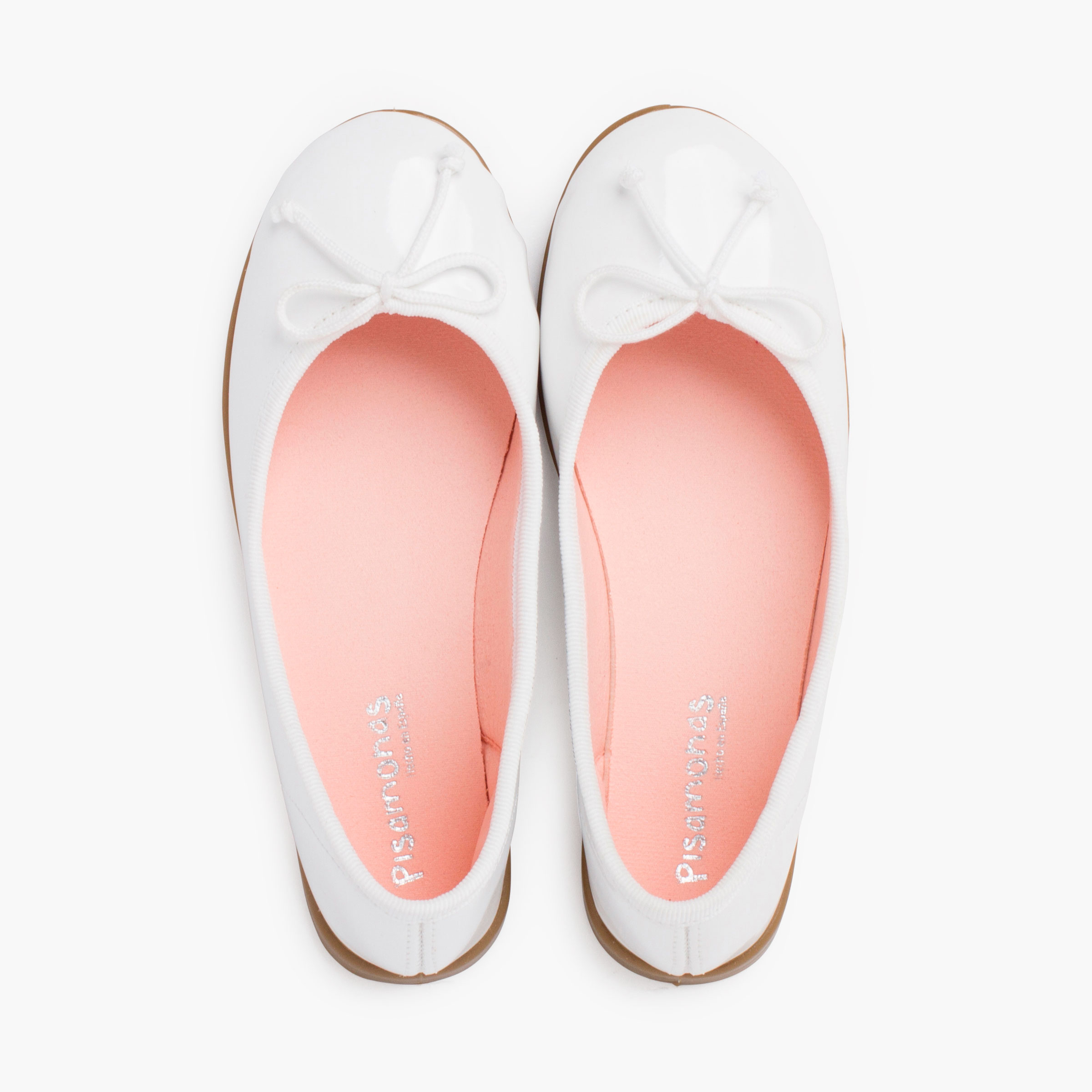 Ballerines cuir verni semelle caramel Blanc