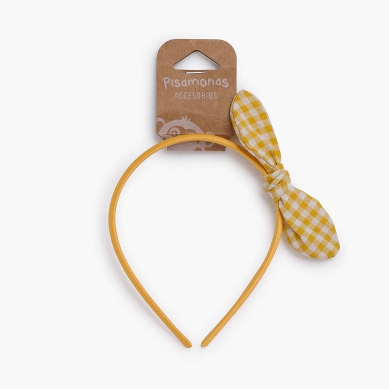 Serre-tête petites oreilles vichy Moutarde