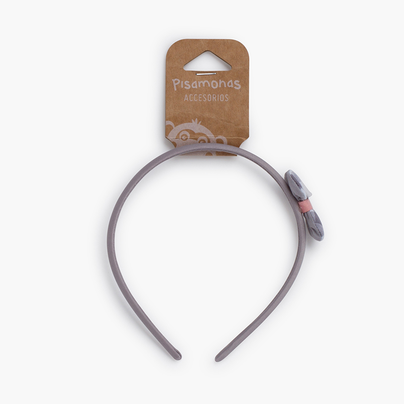 Serre-tête nœud vichy Gris