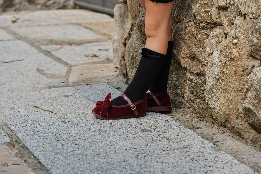 Babies bride simili cuir nœud velours