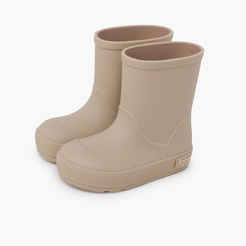 Bottes pluie souples enfants semelle fine Beige