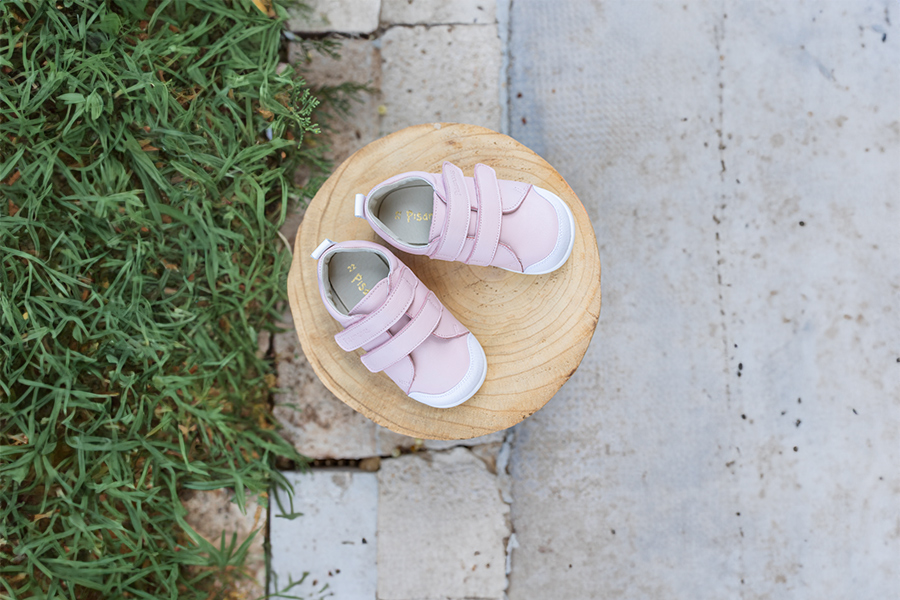 Baskets souples en cuir double fermeture à scratch