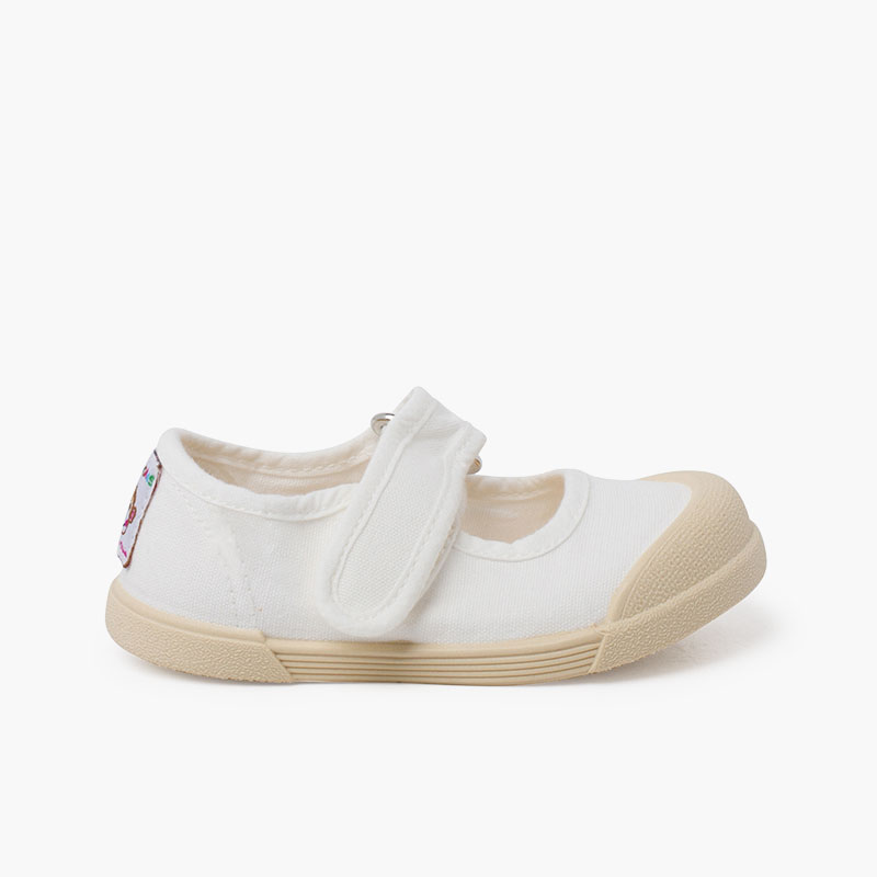 Chaussures babies barefoot souples toile Blanc