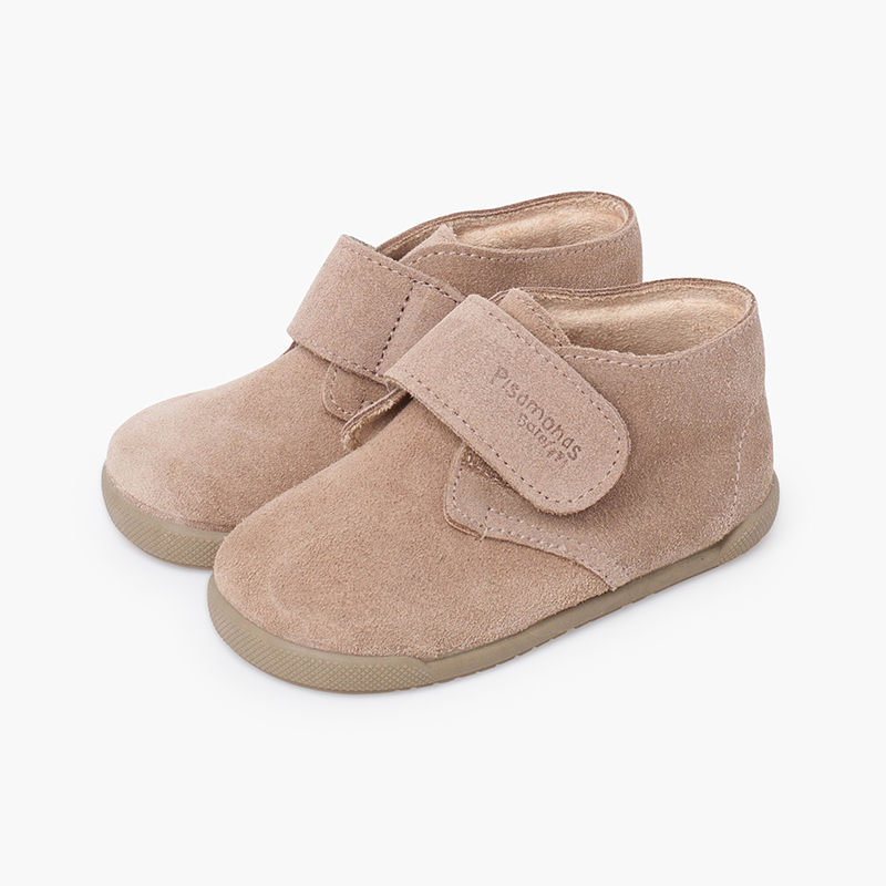 Bottines barefoot suède fermeture scratch Sable