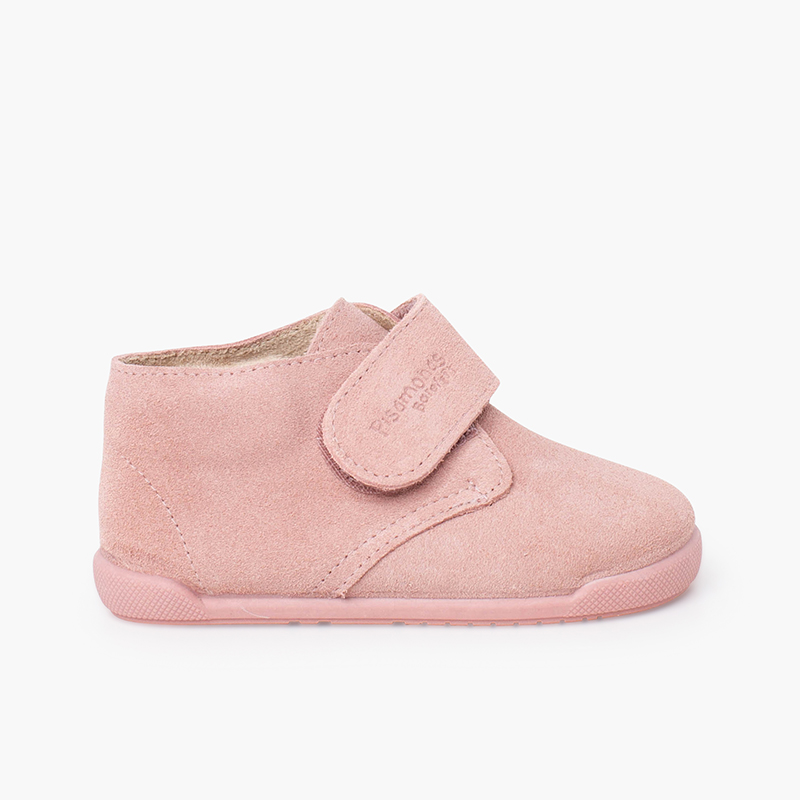 Bottines barefoot suède fermeture scratch Rose