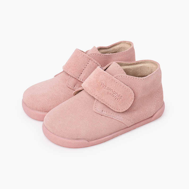 Bottines barefoot suède fermeture scratch Rose