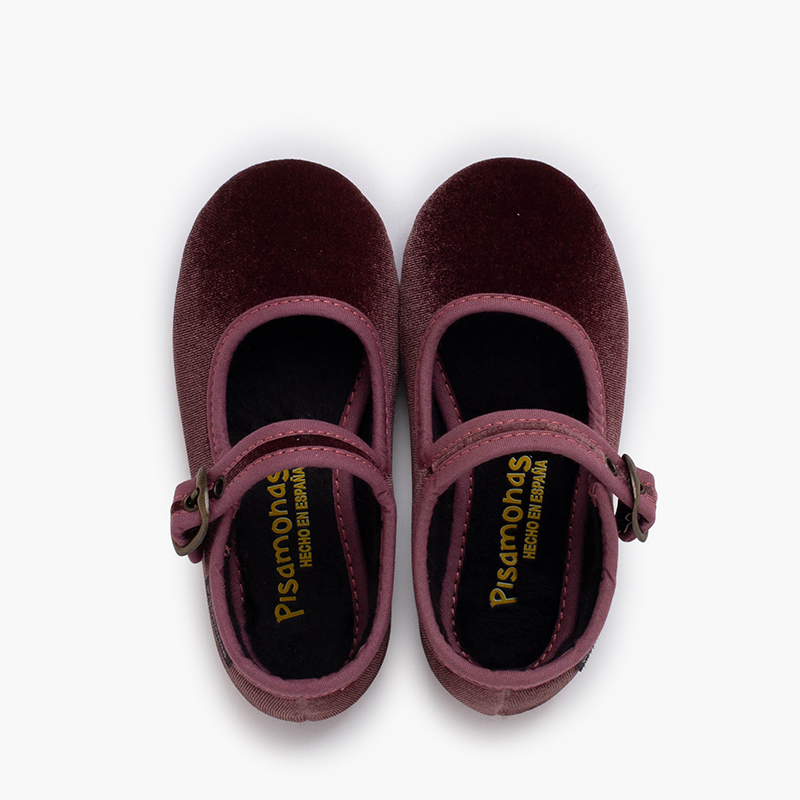 Babies velours boucle dorée vieillie Vieux Rose