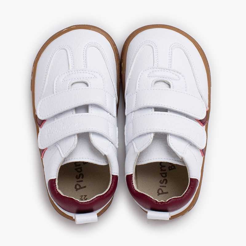 Baskets blanches barefoot enfants bandes latérales Bordeaux