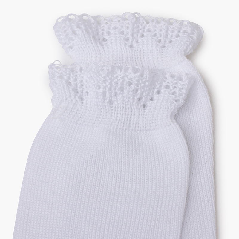 Chaussettes hautes revers ajouré Blanc