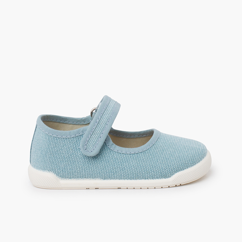 Chaussures babies barefoot toile canvas à scratch Turquoise