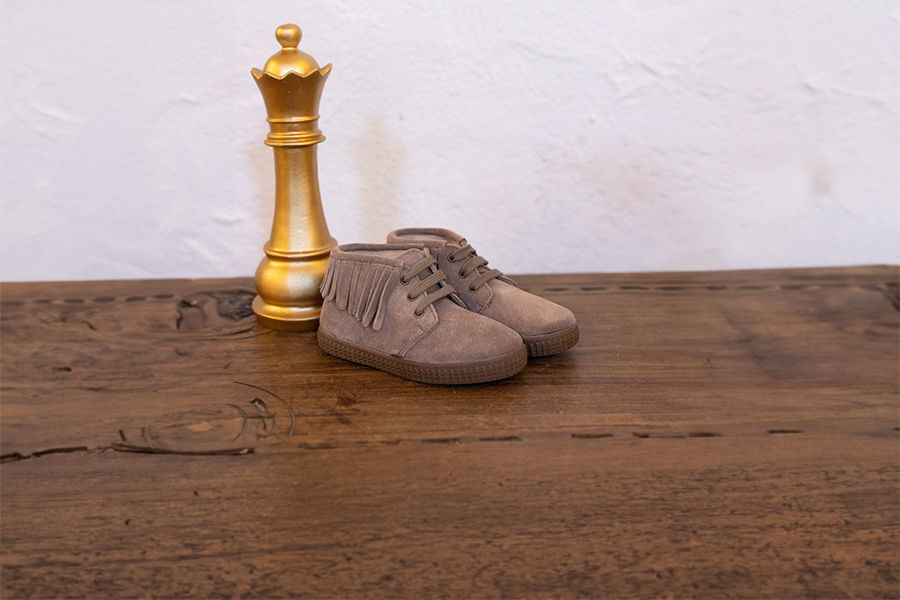 Bottes enfants suède franges bout rond