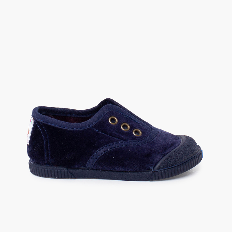 Baskets velours barefoot sans lacets Bleu Marine