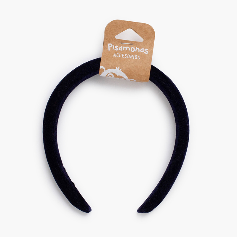 Serre-tête velours matelassé Bleu Marine