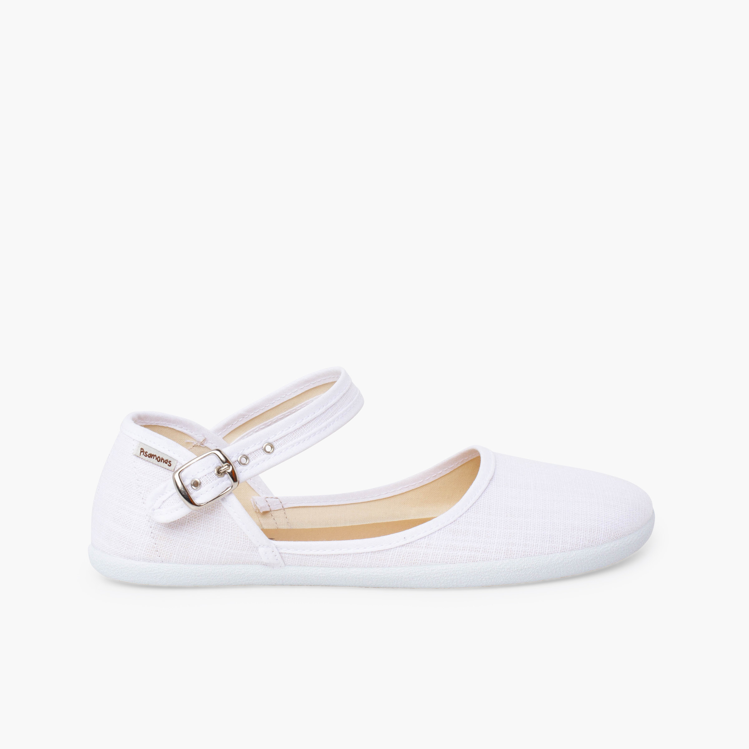 Chaussures babies échancrées femme lin fin Blanc
