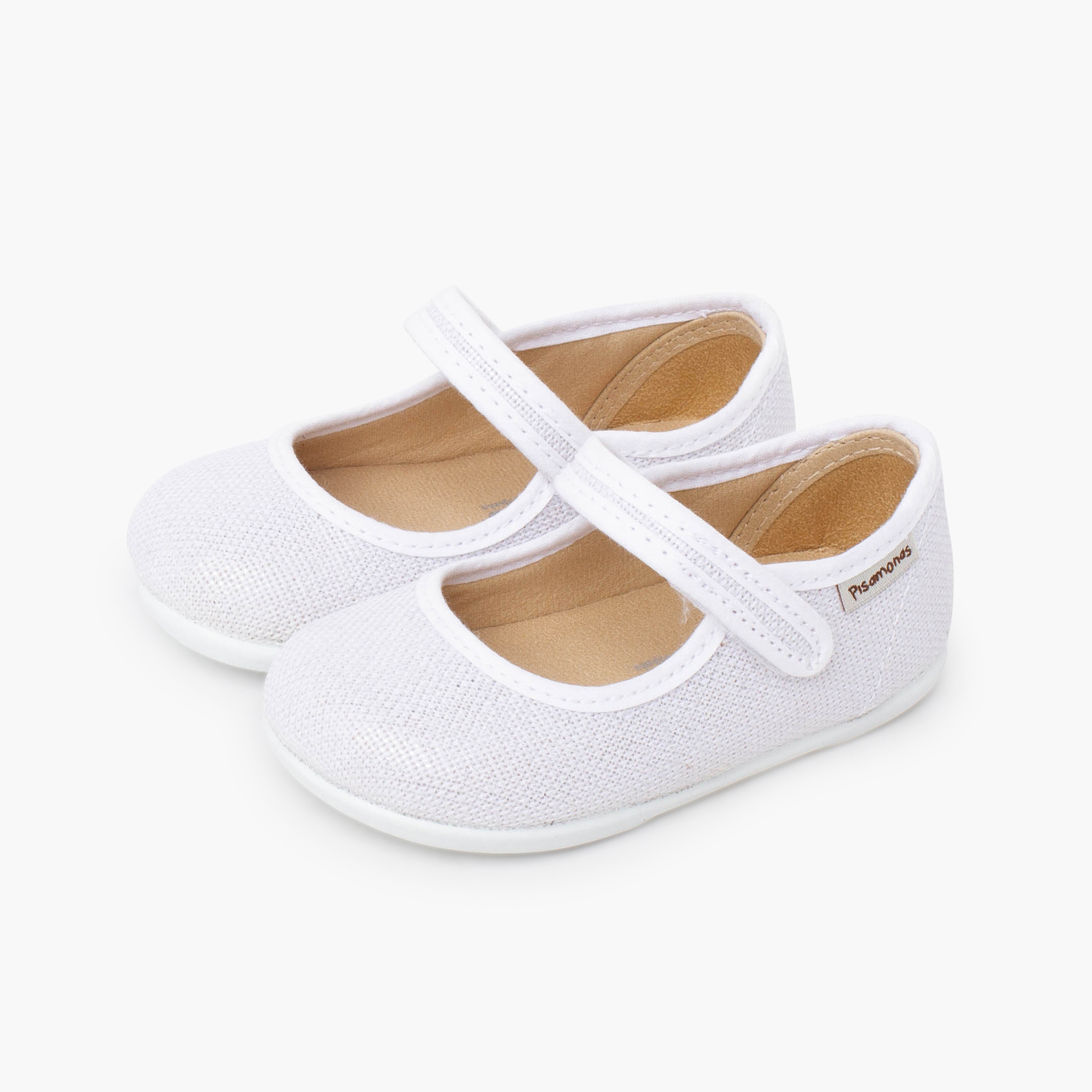 Babies barefoot lin brillant à scratch Blanc