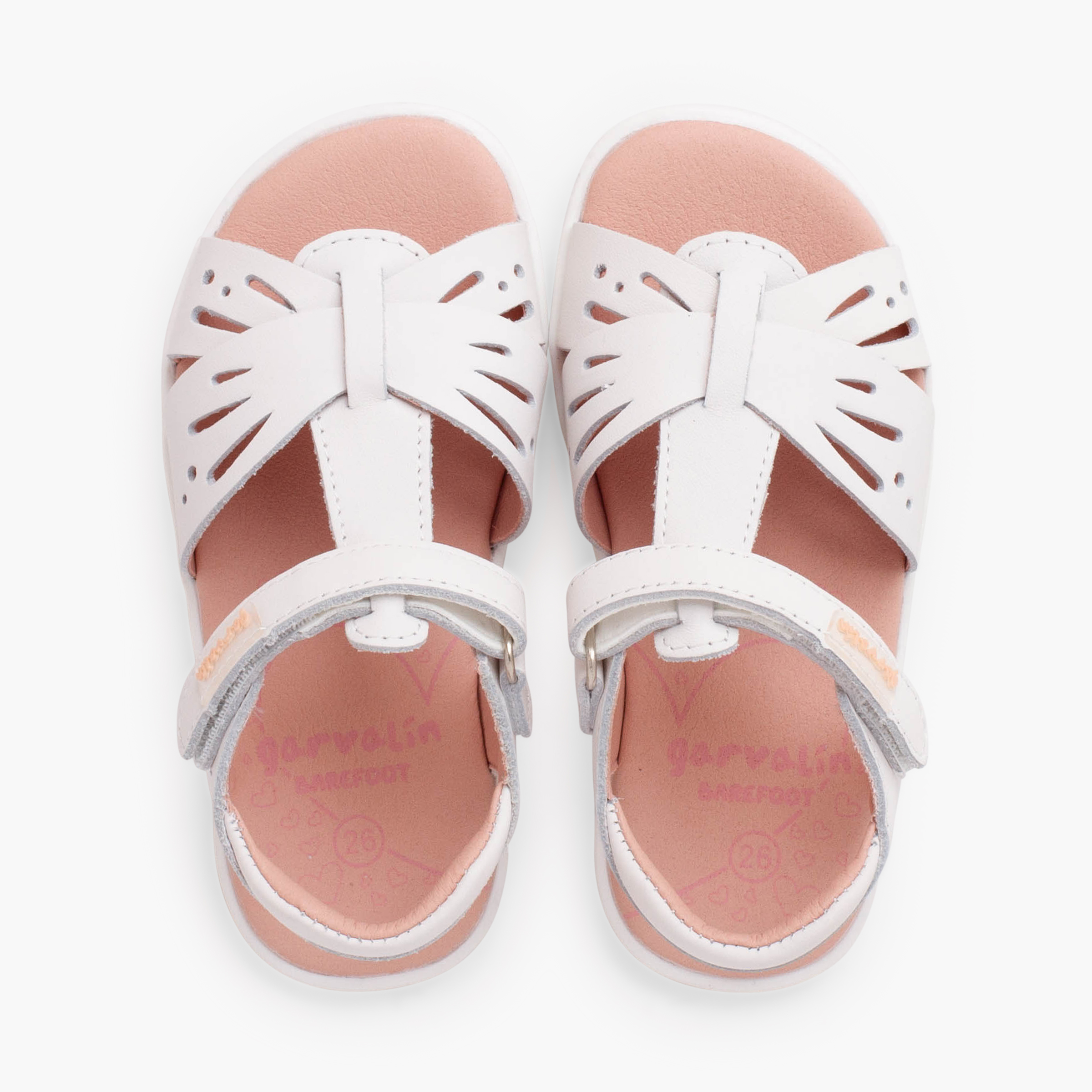 Sandales barefoot fille papillon cuir Blanc