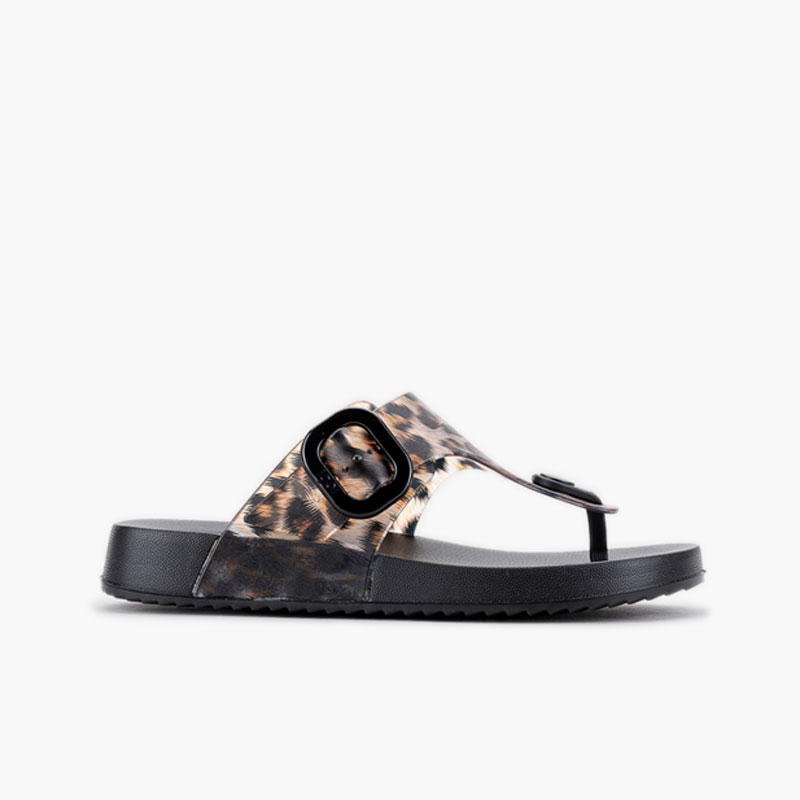 Sandales plastique femme Bari animal print Noir