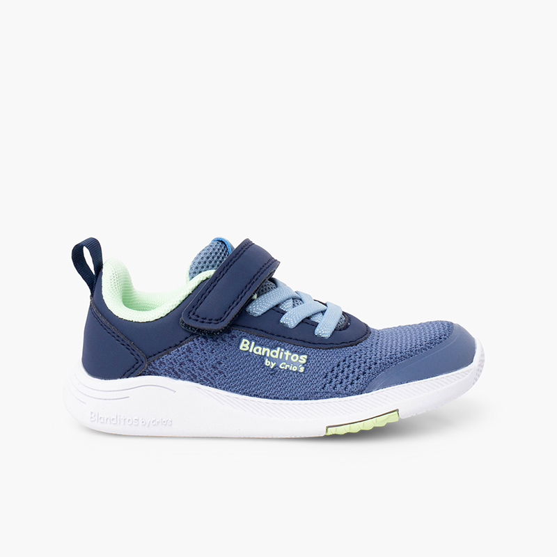 Baskets Blanditos textile respirant scratch Bleu navy