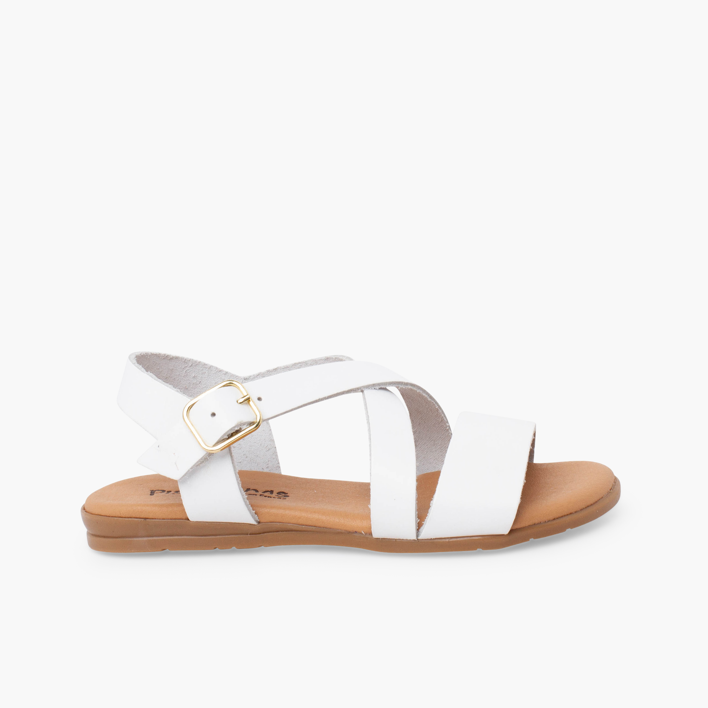 Sandales fille en cuir à brides croisées Blanc