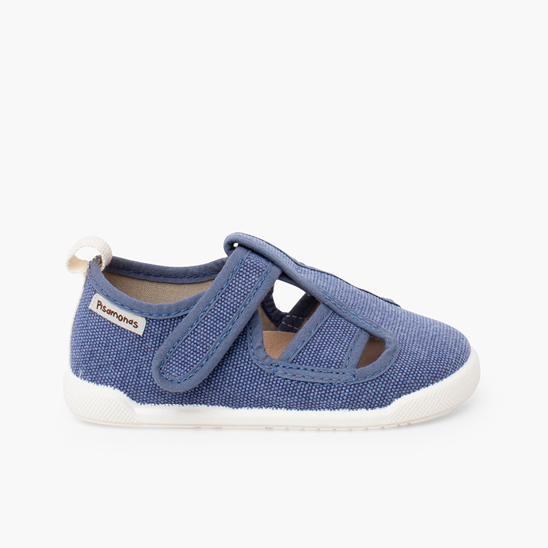 Sandales fermées barefoot toile garçon Bleu denim