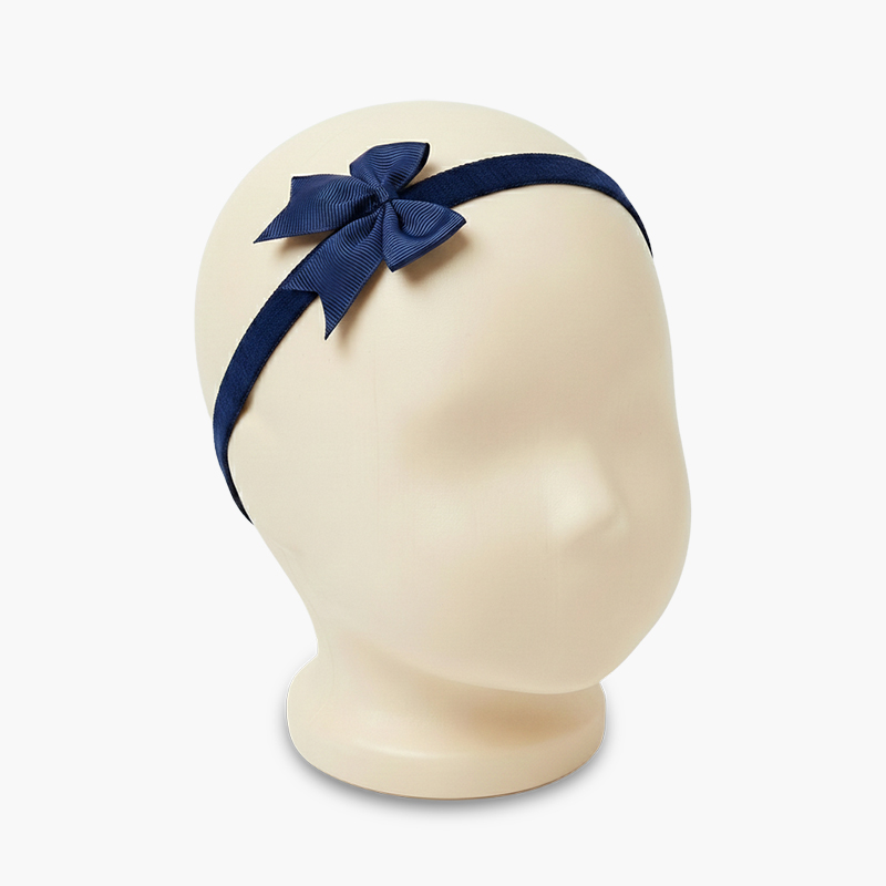 Bandeau élastique bébé nœud moyen Bleu Marine