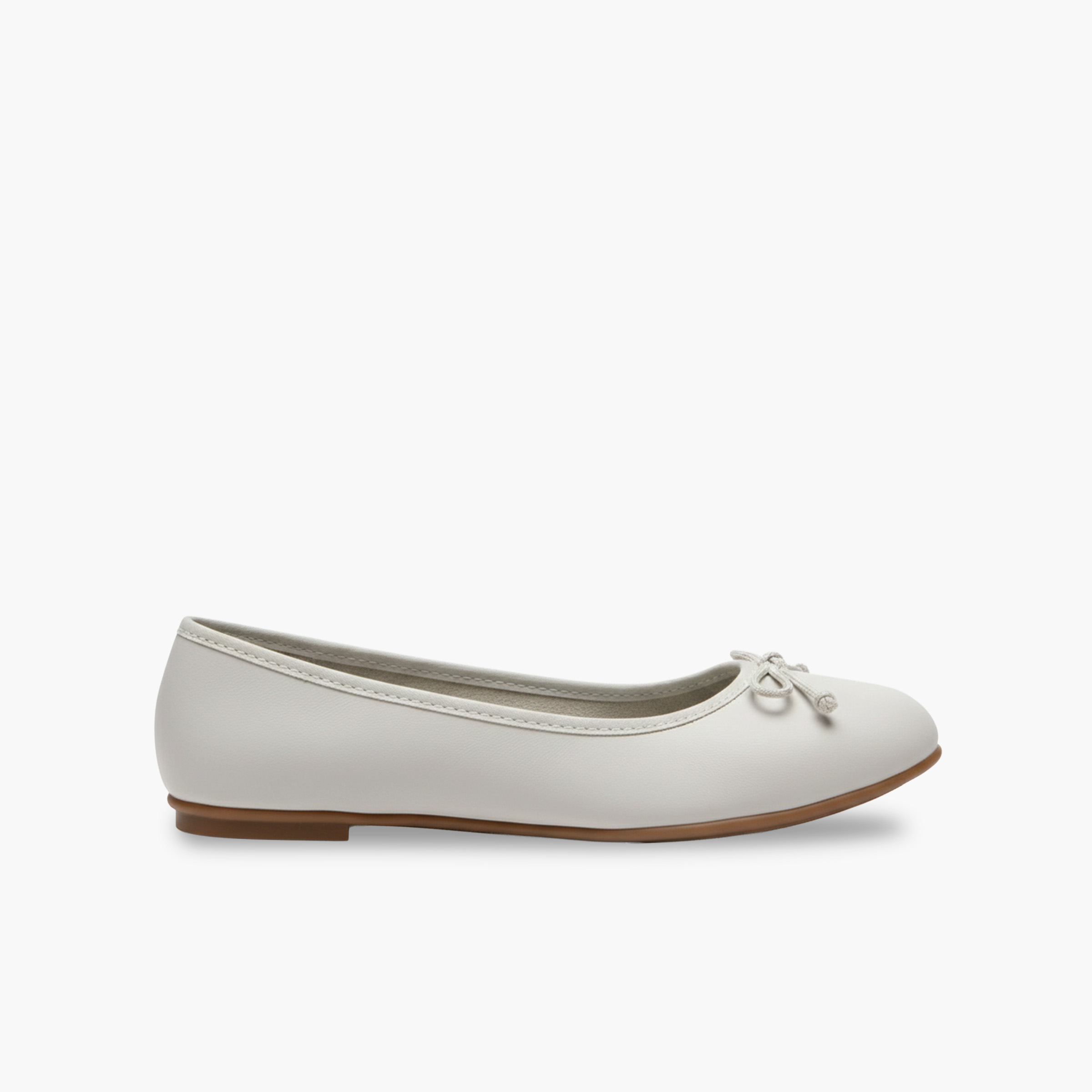 Ballerines cérémonie cuir lavable nœud Beige