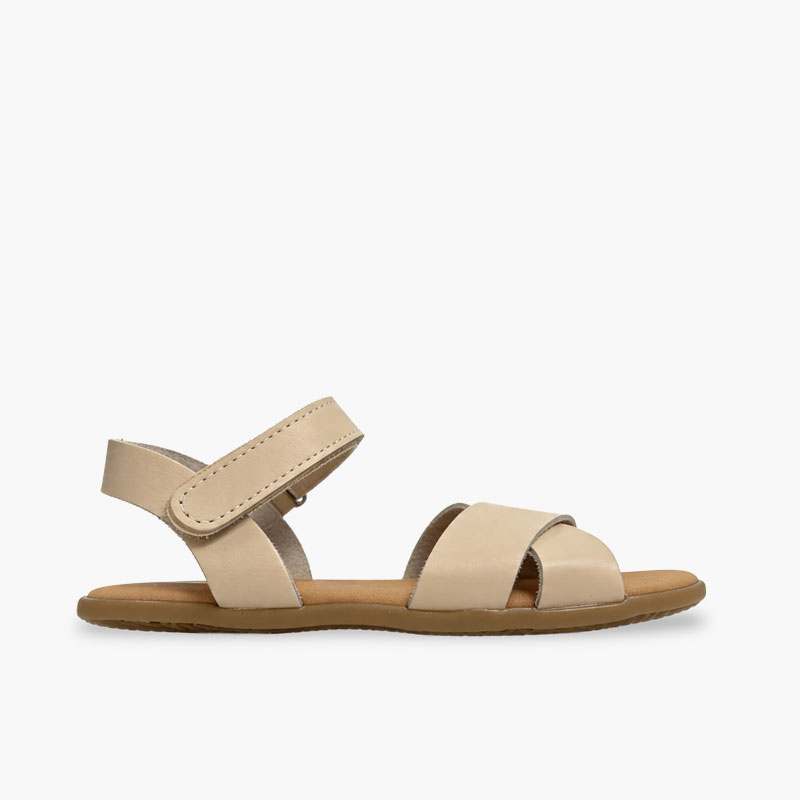 Sandales barefoot brides croisées fermeture scratch Beige