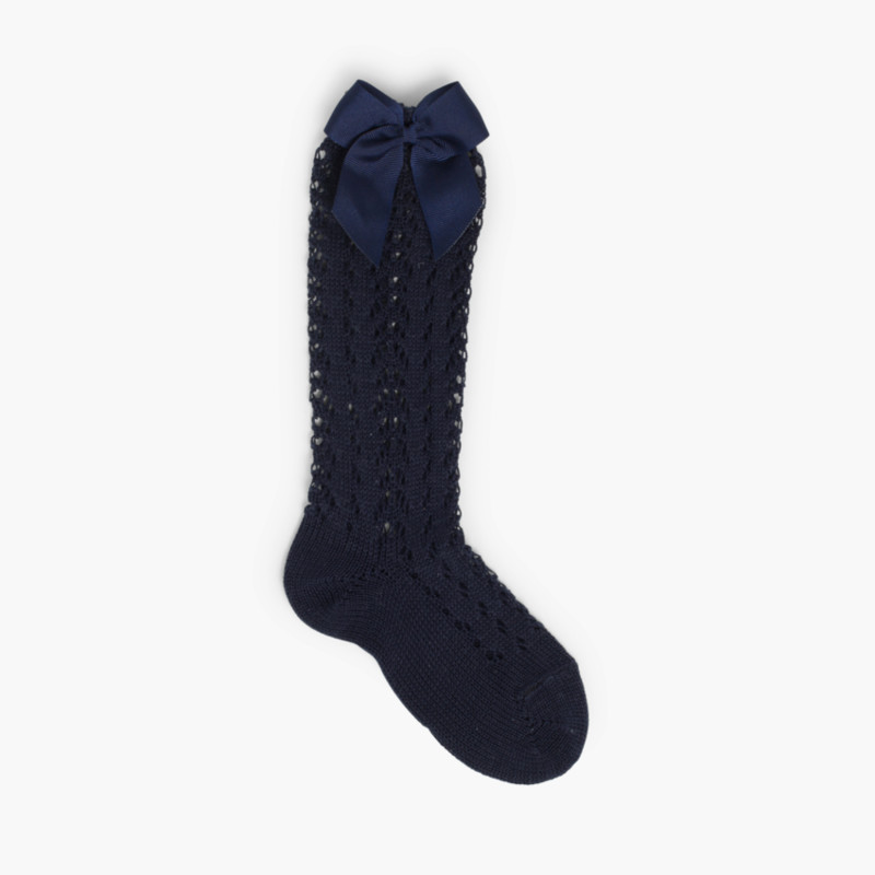 Chaussettes hautes condor ajourées avec un ruban Bleu Marine