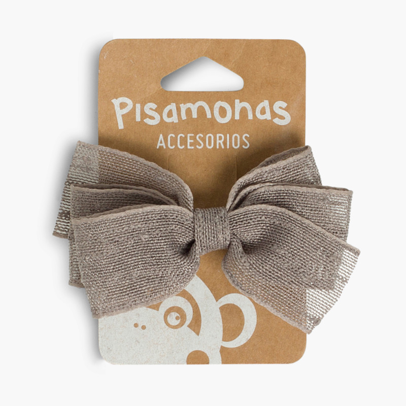 Barrette pour Cheveux avec Ruban Raphia Gris foncé