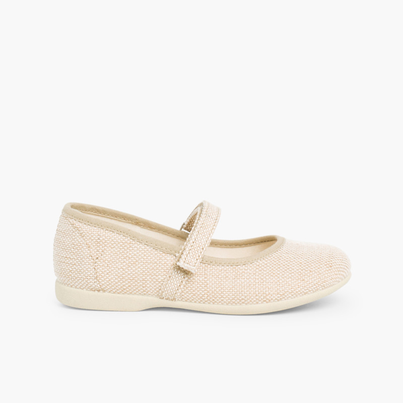 Chaussures babies en Lin à scratch fin pour filles Sable