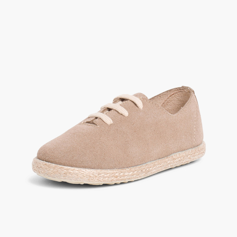 Tennis avec Lacets en Suède et Jute pour Enfant Sable