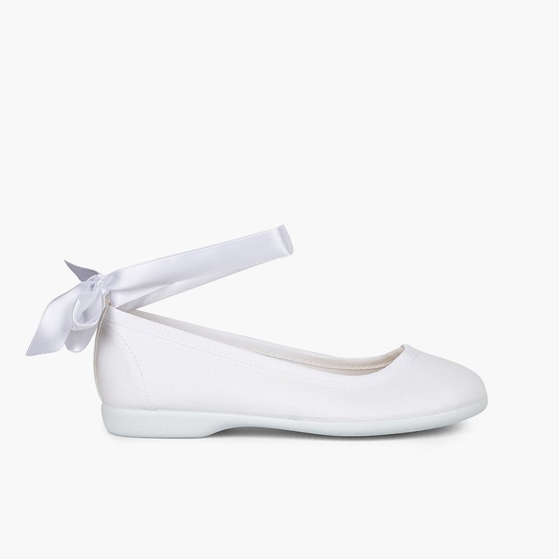 Ballerines cristal bracelet et rubans de satin Blanc