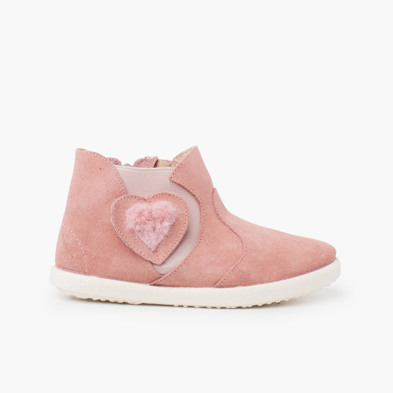 Botte élastique latérale avec coeur  Rose