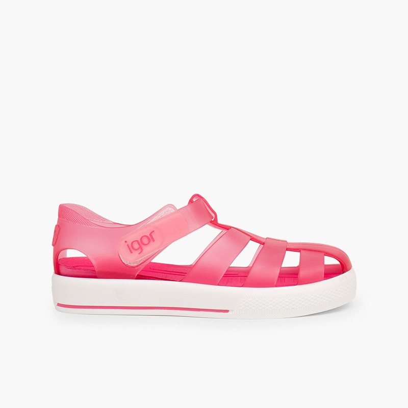 Sandales de plage avec du à scratch de type tennis Fucsia