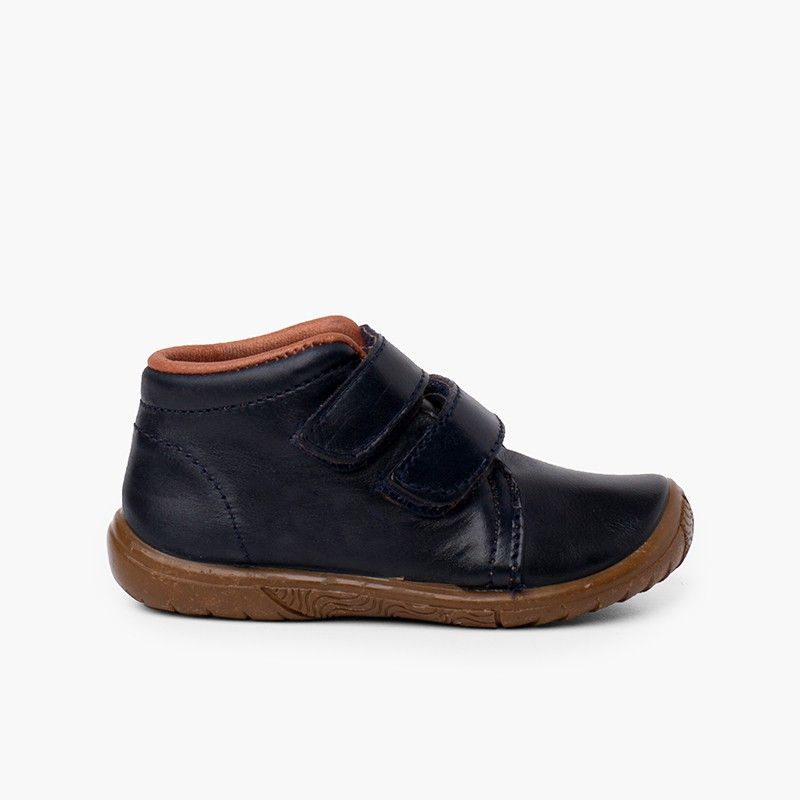 Bottes en cuir pour garçon à double fermeture embout renforcé