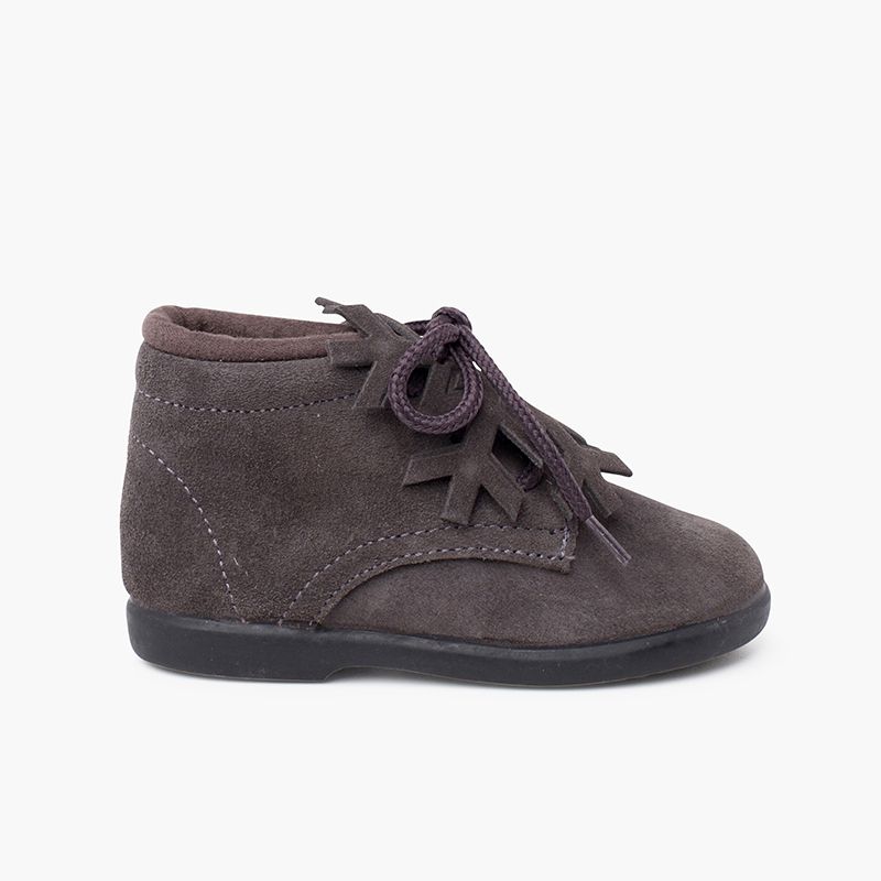 Bottines à lacets en daim avec ornement flocon de neige