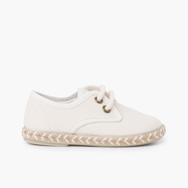 Derbies garçon toile semelle jute bicolore